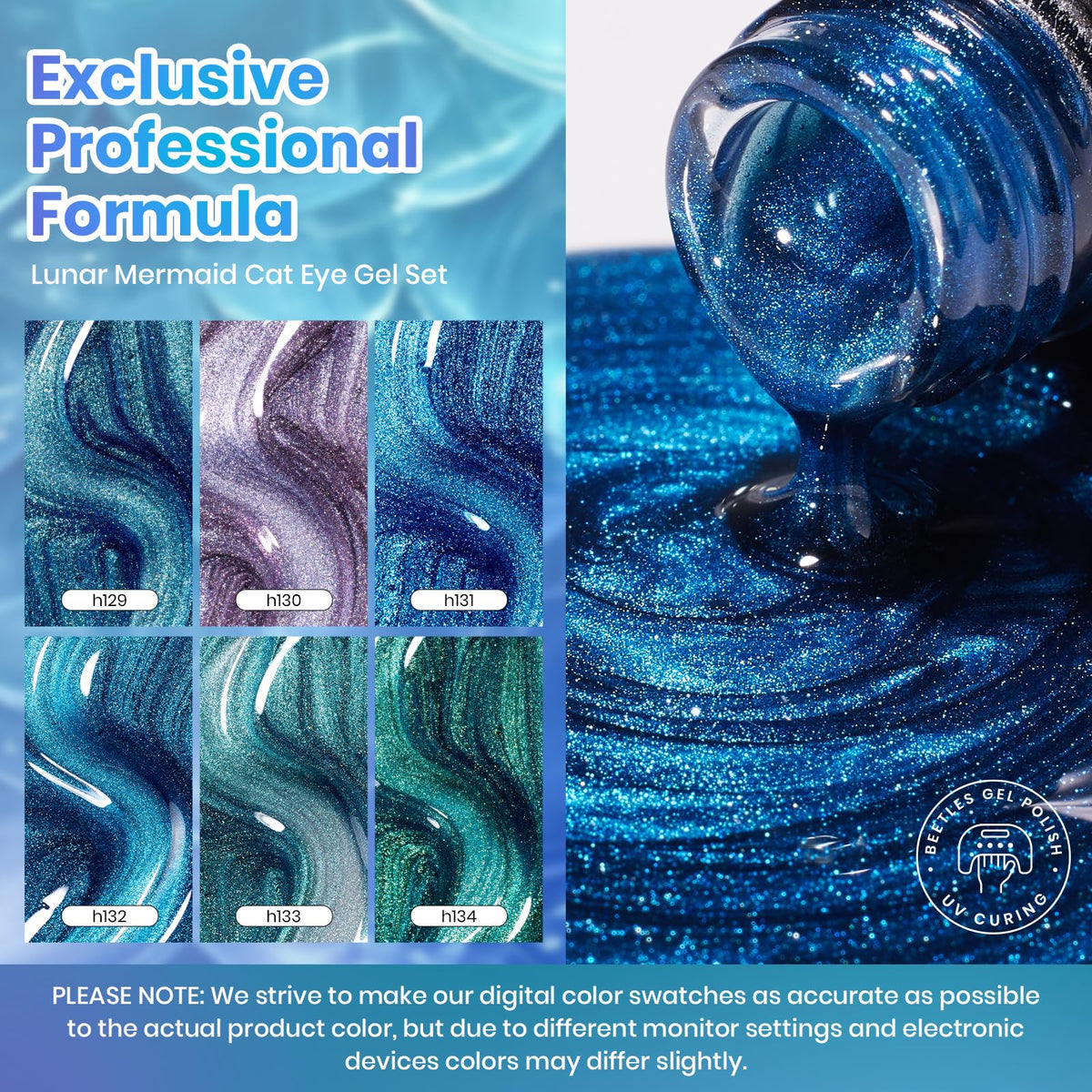 Beetles Gel Polish hand holding bottle showing product scale and ergonomic cap