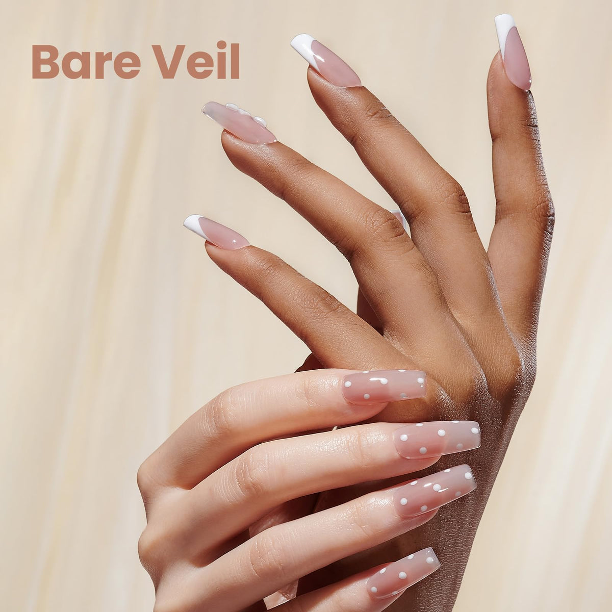 beetles Gel Polish hand holding tips to show scale and fit for precision