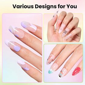 Beetles glitter and matte samples on tips, showing finish options