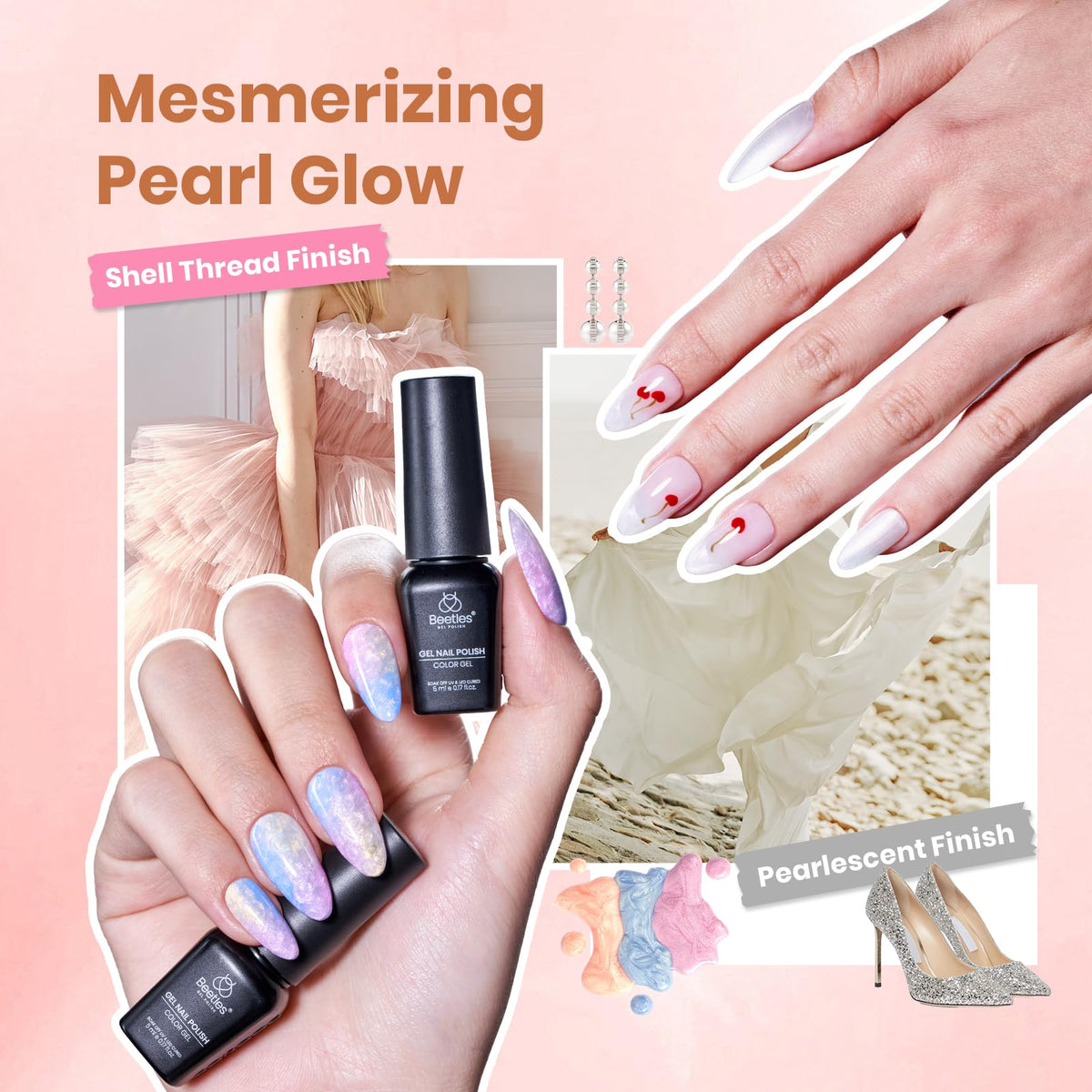 Beetles glitter and pearlescent bottle detail showing shimmer that enhances manicure brightness