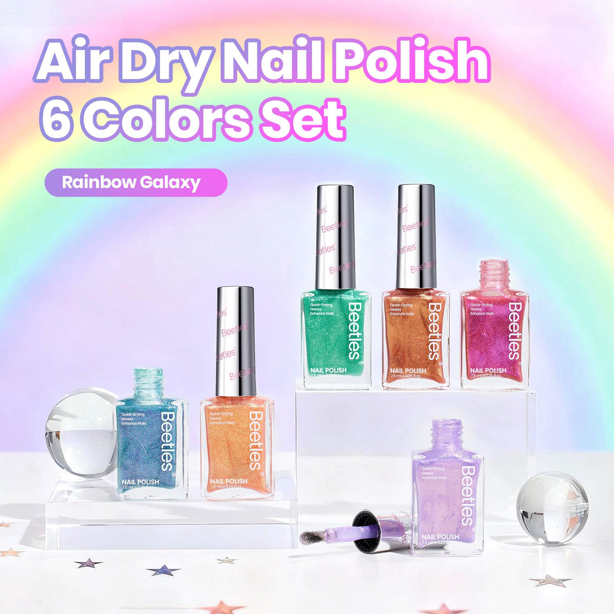 Beetles glitter stroke on nail showing color payoff and buildable shimmer