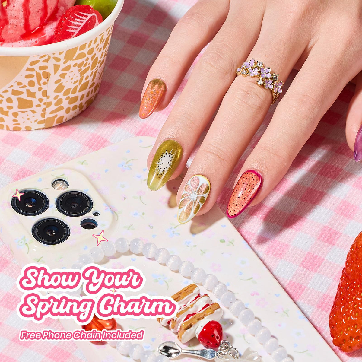beetles cured nail under lamp highlighting high-gloss reflective shine benefit