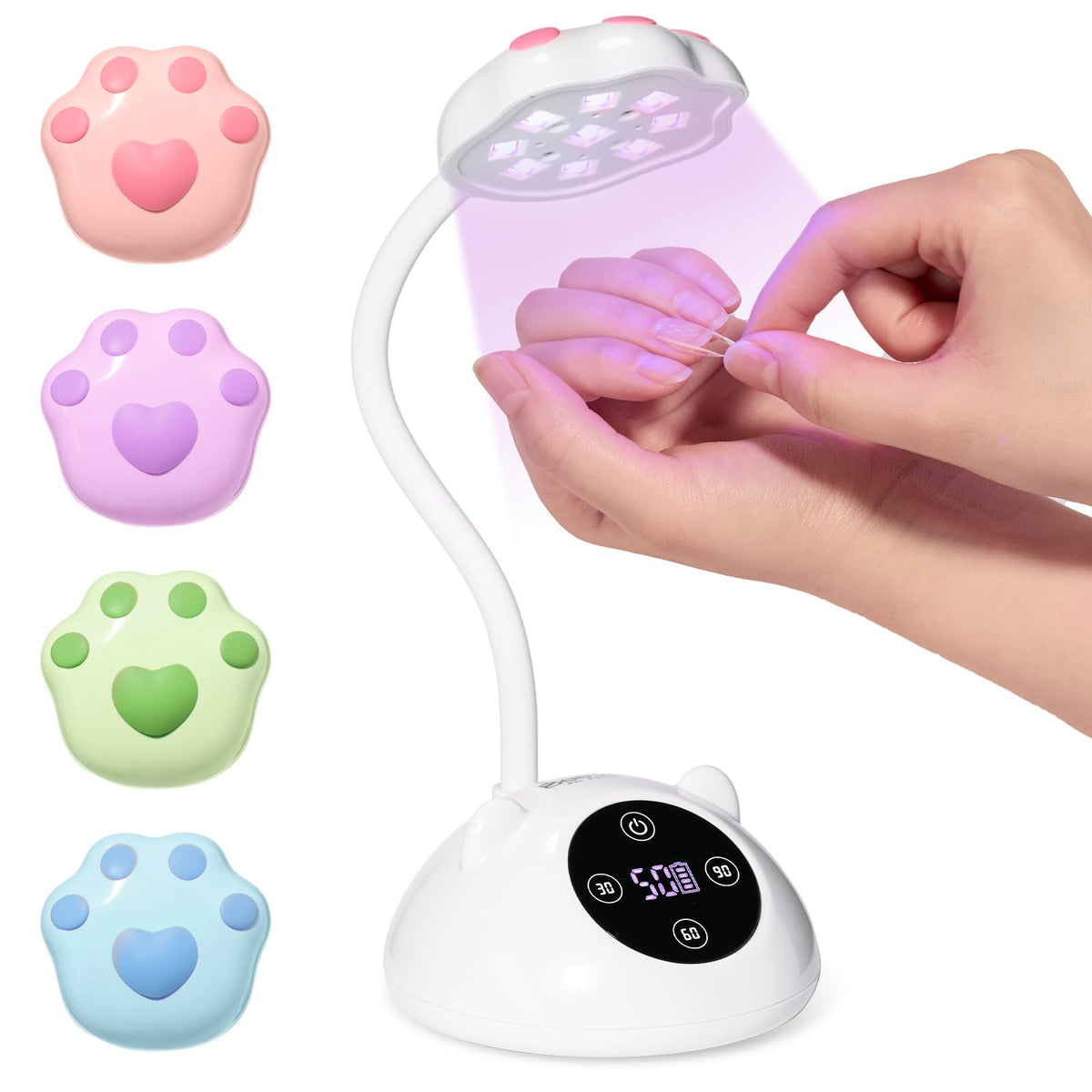 beetles front view of MilkKitty lamp showing compact curing surface and portability