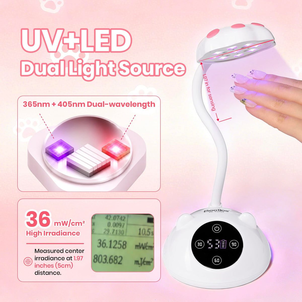 beetles lamp curing a single nail demonstrating targeted flash cure efficiency