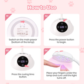 beetles lifestyle desk scene with MilkKitty lamp adding personality to manicure space