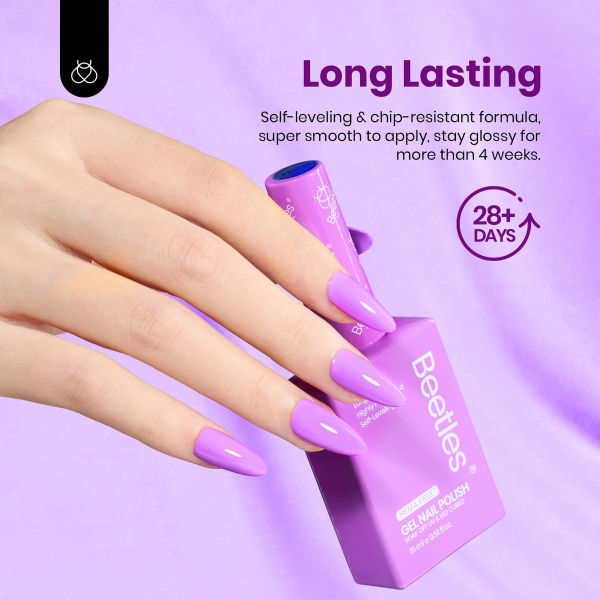 beetles in salon application curing under LED lamp for long-lasting glossy finish benefit