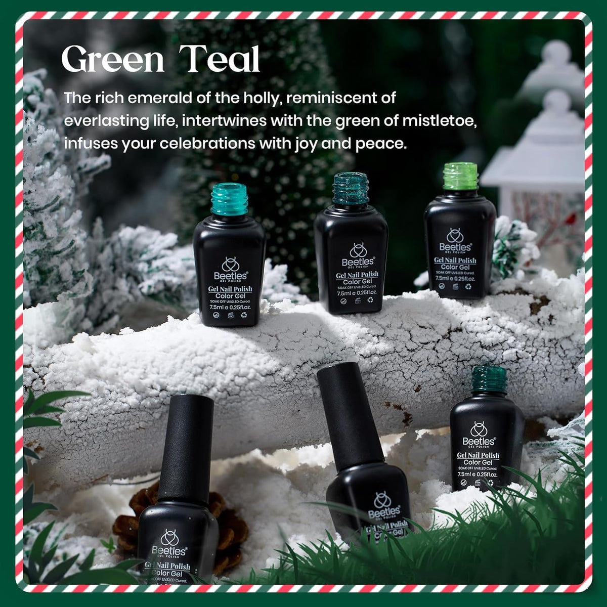 Beetles applied on a hand model in a home salon scene showing salon-quality cured shine