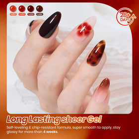 Beetles brush stroke of jelly polish on nail tip demonstrating smooth application benefit
