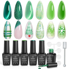 Beetles Gel Polish kit contents laid out showing included swatch dots and tabs benefit