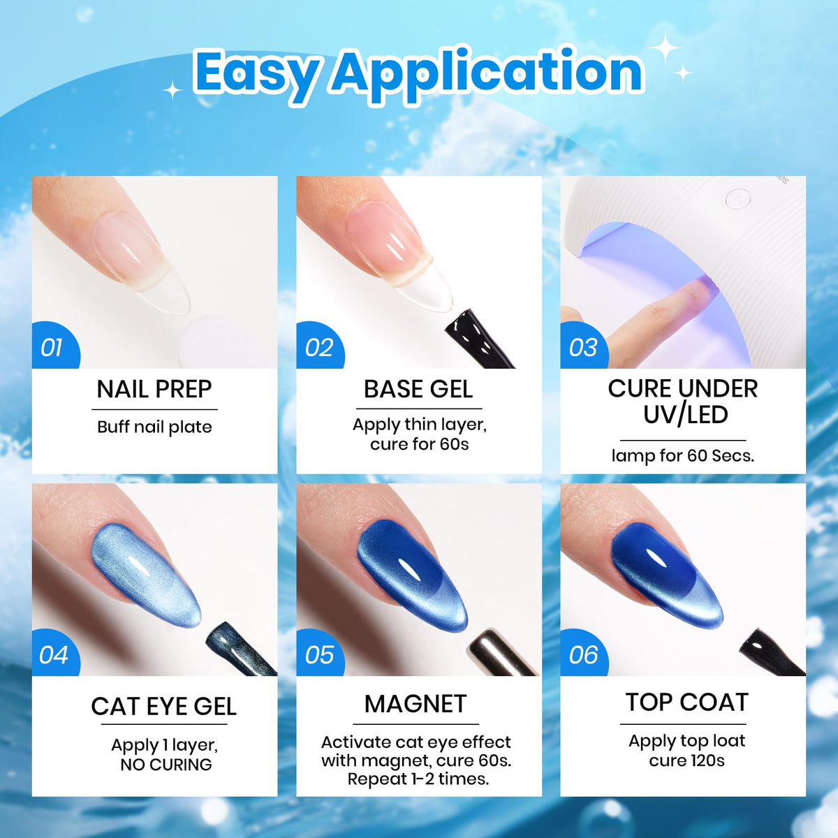 beetles lifestyle beach scene showing summer-ready blue nails for style inspiration