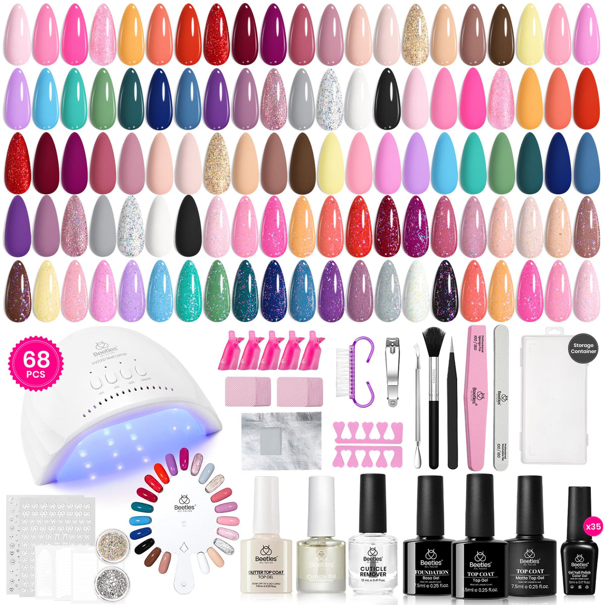 beetles lifestyle at-home manicure with lamp and finished nails displayed