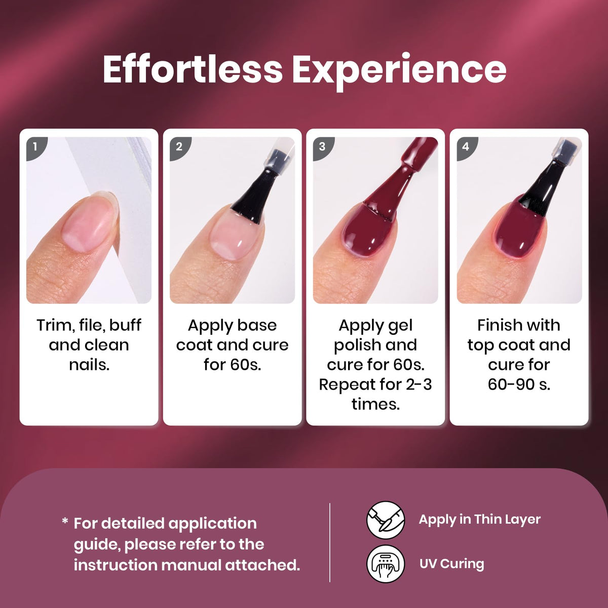 beetles finished manicure in evening setting, deep purple shine perfect for events
