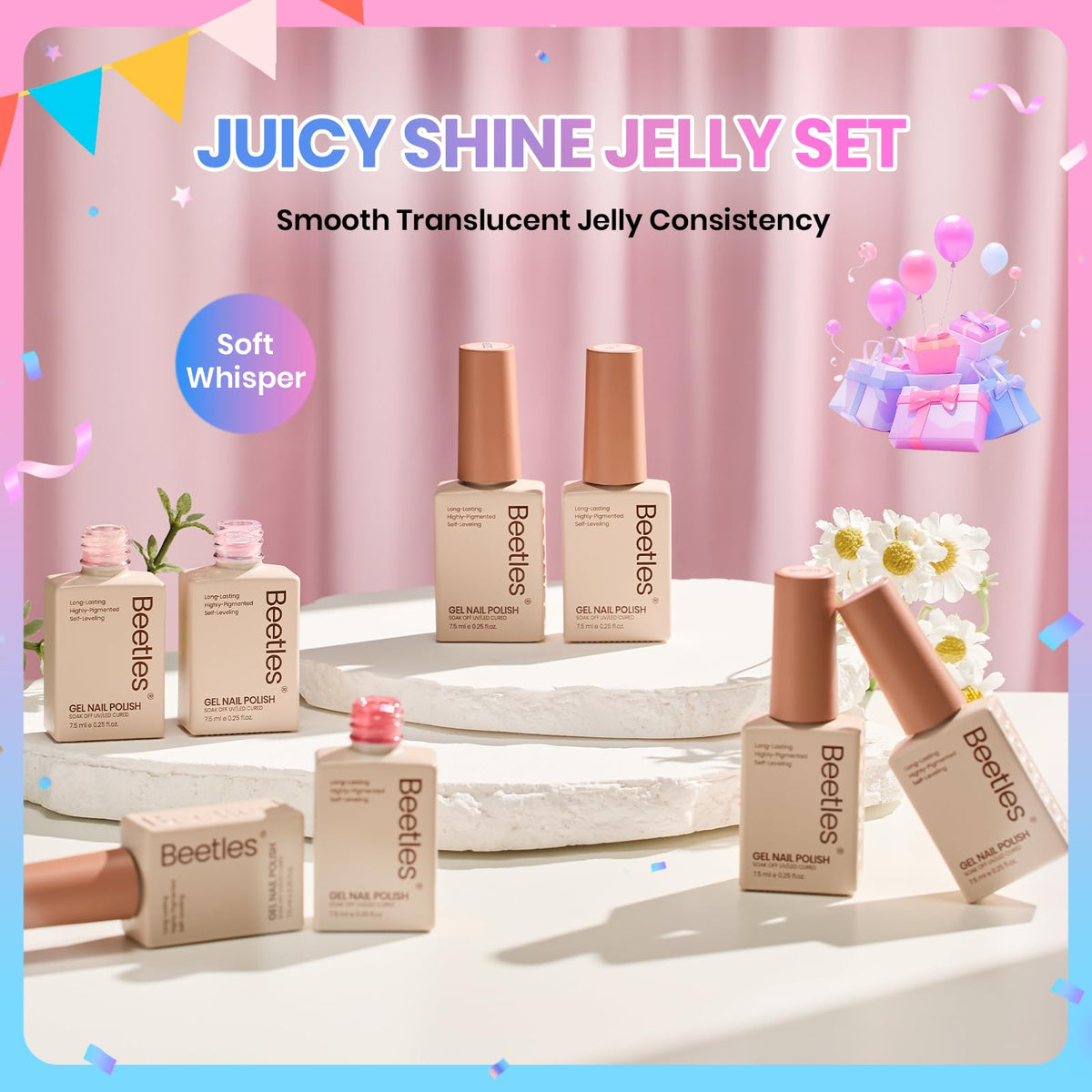 Beetles lifestyle flatlay gift presentation showing set as an attractive present