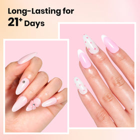 Beetles lifestyle manicure on table setting showcasing finished nails and salon-quality look