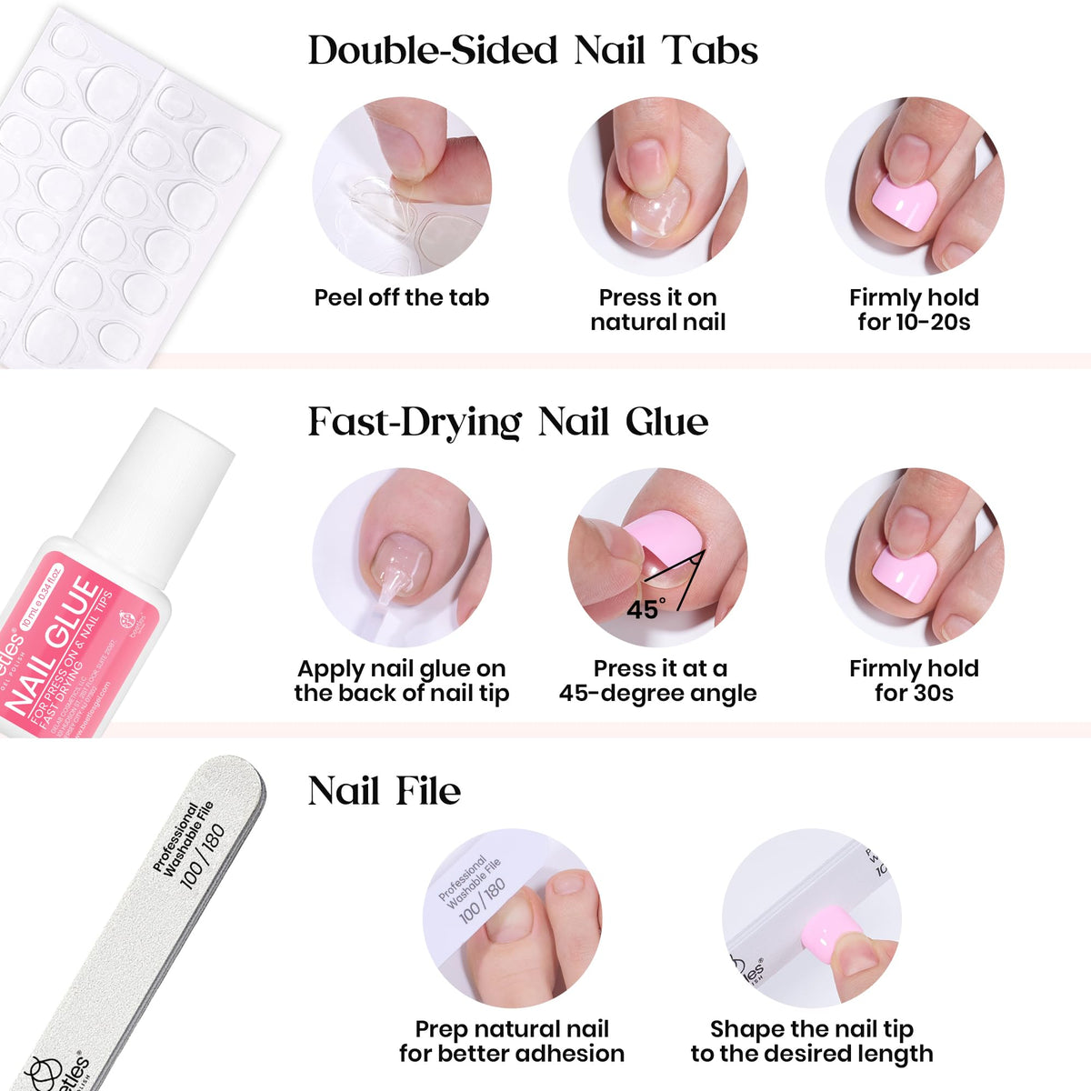 beetles lifestyle image of woman wearing press-on toes for polished look