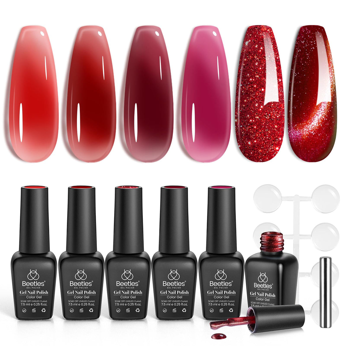 Beetles lifestyle shot of woman with red manicure highlighting polished finished look