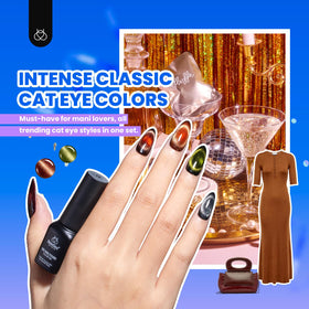beetles magnet held above nail creating cat eye stripe for customizable shine