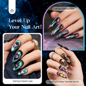Beetles magnet tool in use creating a sharp cat-eye stripe for salon-quality results