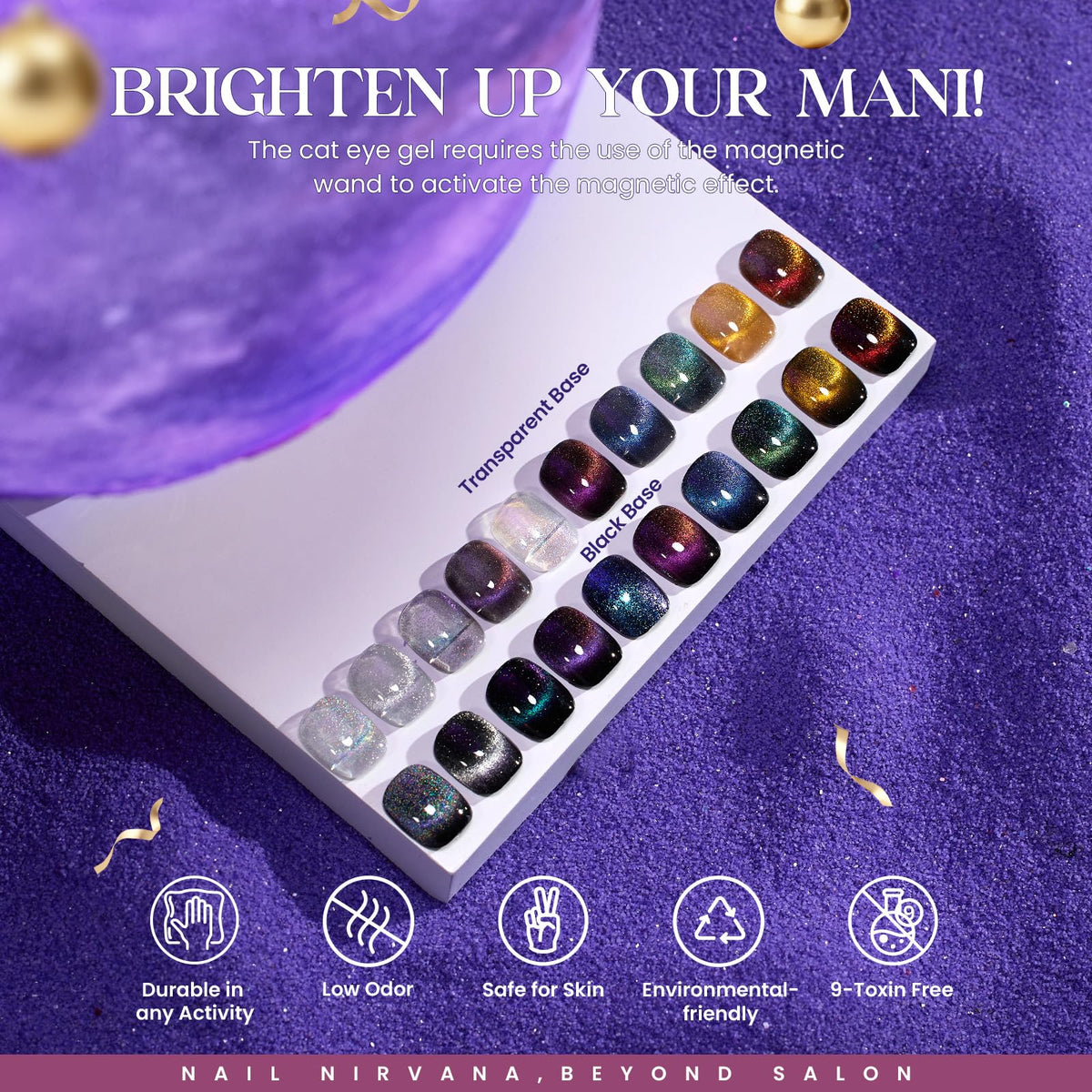beetles magnetic effect demo on nail displaying shimmer control and creative accents