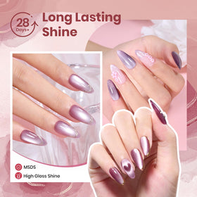 Beetles Gel Polish applied on hand model showcasing glossy cat-eye nails for style ideas.