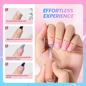 Beetles manicure in use on woman's hands showing glossy natural-looking nails