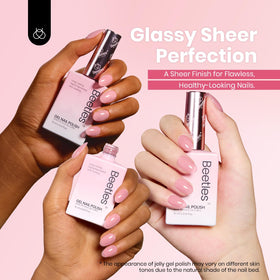 beetles manicure lifestyle setting on model hands showing wearable look benefit: flattering tones