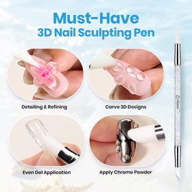 Beetles molded shell charms applied on nail demonstrating pearlescent three-dimensional detail