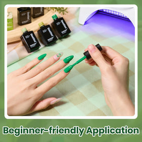 Beetles nail art application with brush, showing crisp design control and color payoff