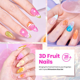 beetles nails in use with neon jelly and gems demonstrating summer-ready design