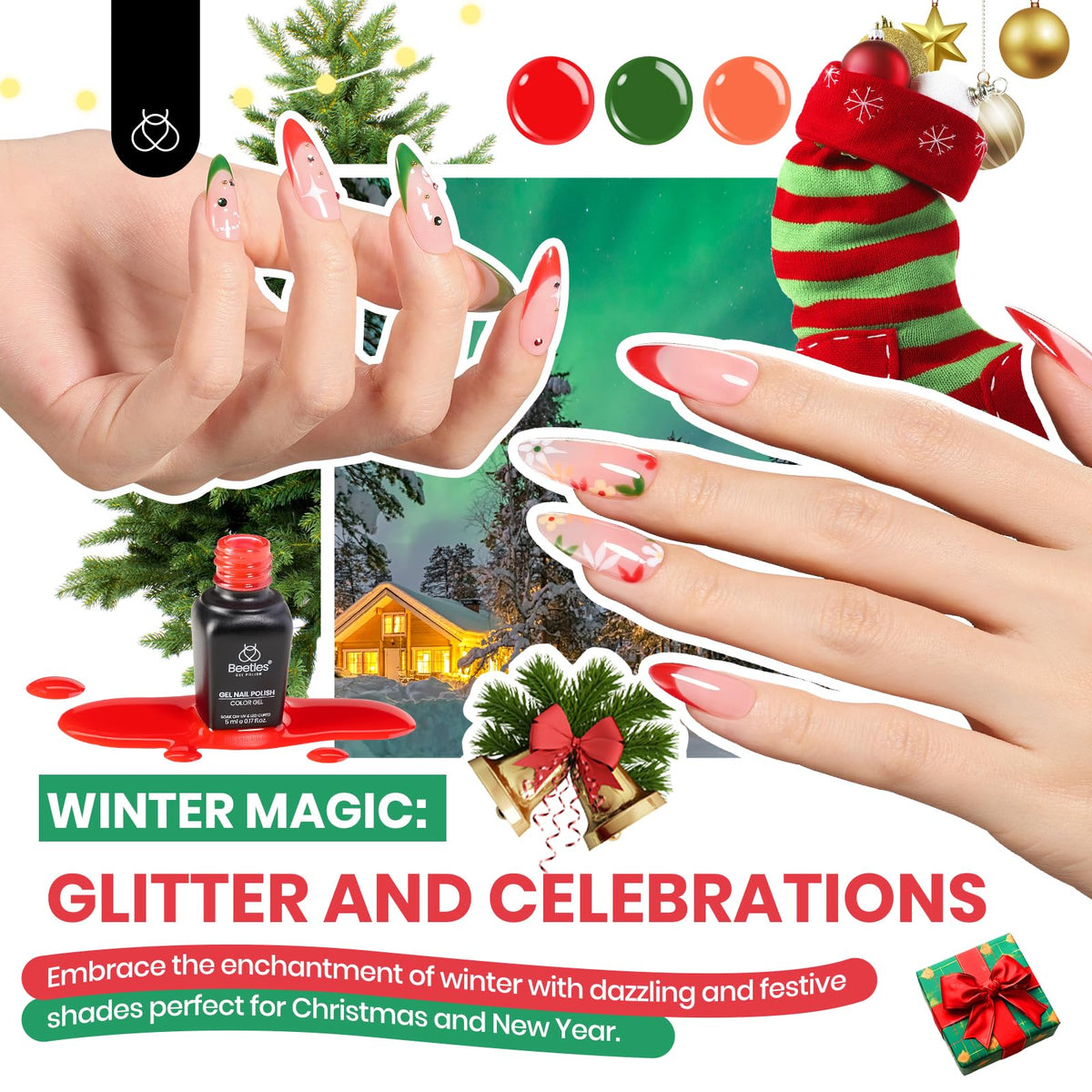 beetles nail decorations and stickers arranged for easy creative accents