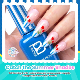 Beetles nail detail cured under LED lamp showing glossy durable finish benefit