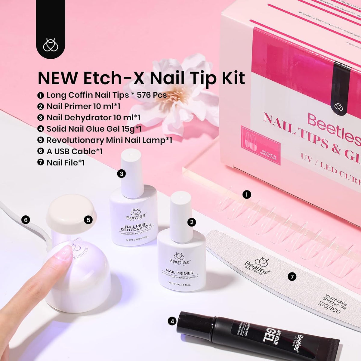 Beetles nail file shaping the tip edges for a custom fit