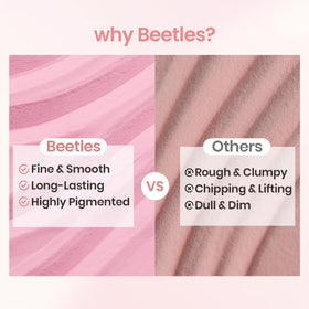 beetles hand model wearing dip powder nails to show scale and finish
