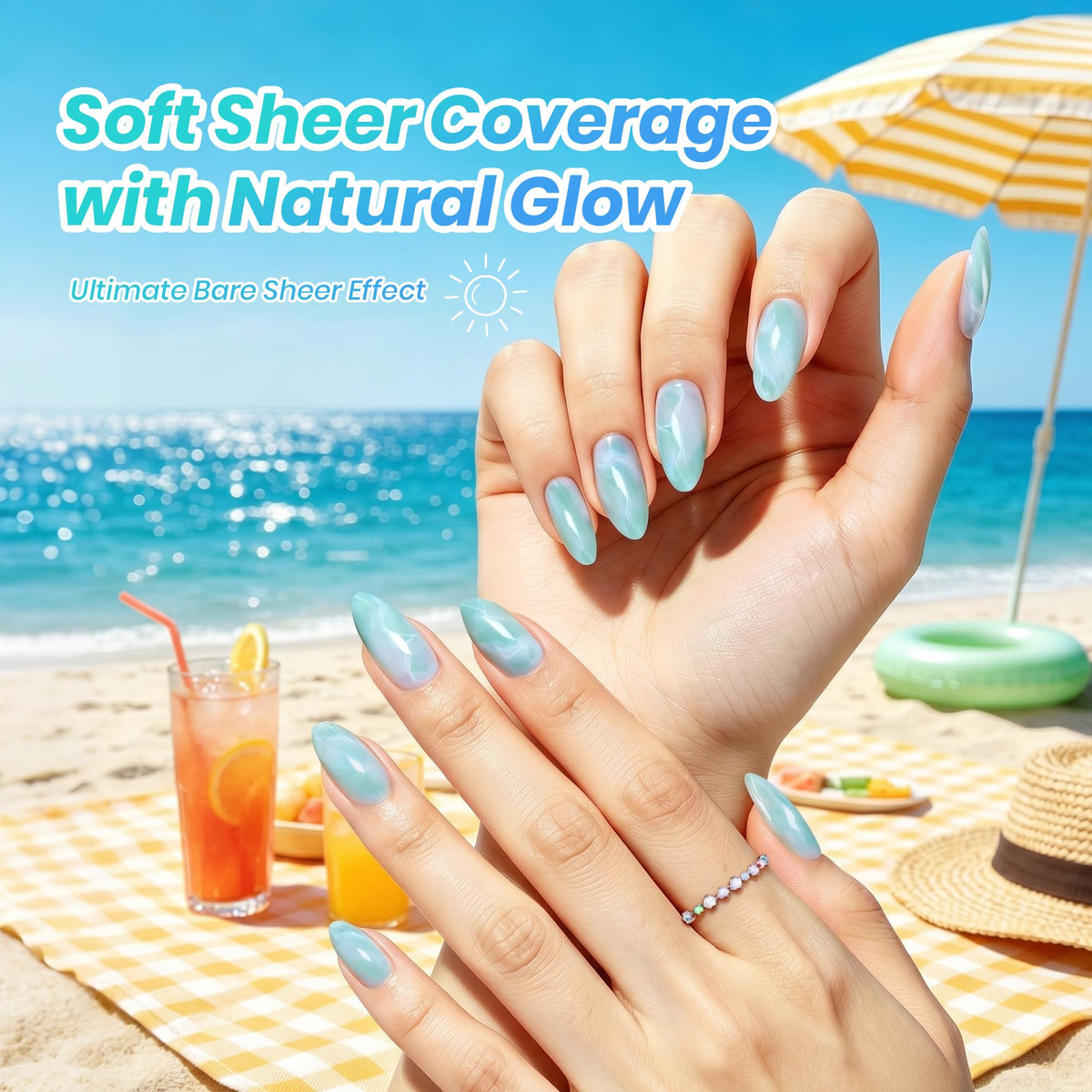 beetles swatch on hand model showing milky coastal colors for versatile summer looks
