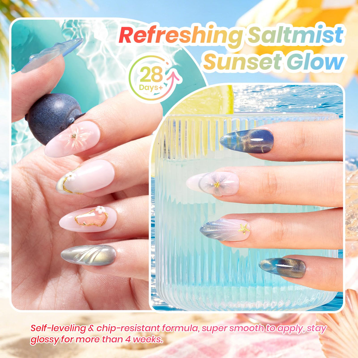 beetles manicured hand wearing set at beach party showcasing durable summer-ready color