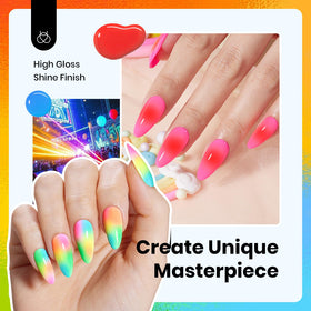 Beetles nail tip swatches demonstrating neon color payoff and salon-quality shine