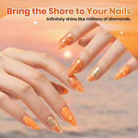 Beetles nail swatch fan showing six colors and easy layering benefit