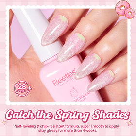 beetles nails in use on hands showing salon-quality pastel manicure result
