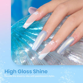 beetles pink and blue chrome nails swatch demonstrating reflective finish