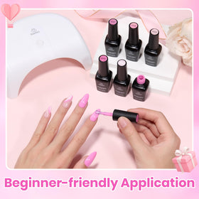 beetles gel polish finished French-tip manicure showing elegant pink results