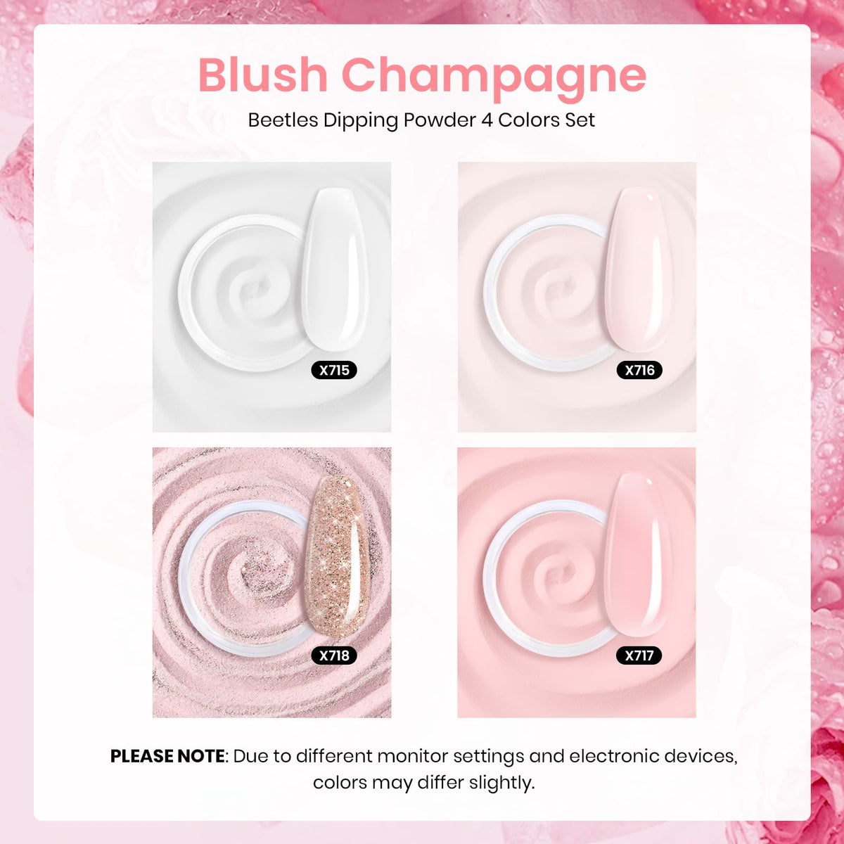 beetles gel polish open powder jars showing fine texture for smooth coverage benefit consistent finish