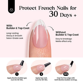 Beetles press-on nails on hand model demonstrating quick application benefit
