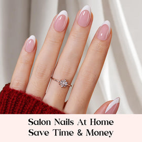 beetles press-on nail applied on hand demonstrating instant polished manicure