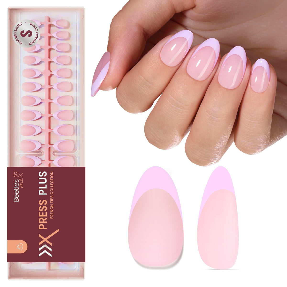beetles Gel Polish close-up of French tip detail showing smooth pastel purple finish