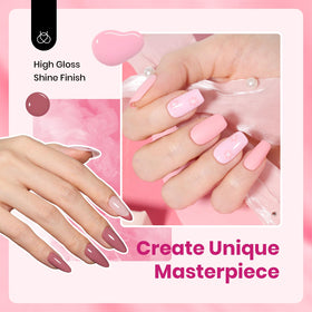Beetles Gel Polish swatch palette of six pink tones for quick color comparison