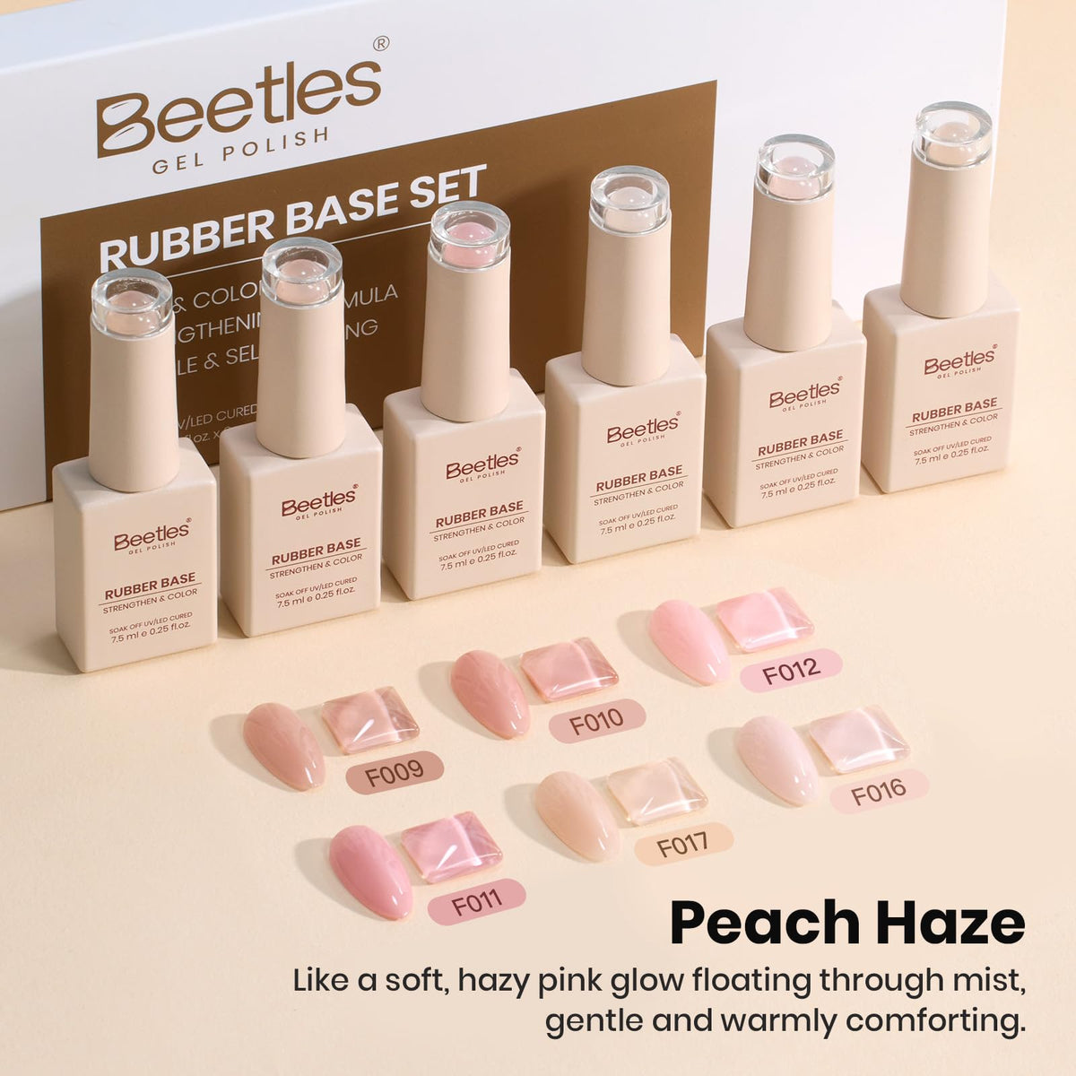 beetles gel polish brush applying rubber base to nail showing easy one step application