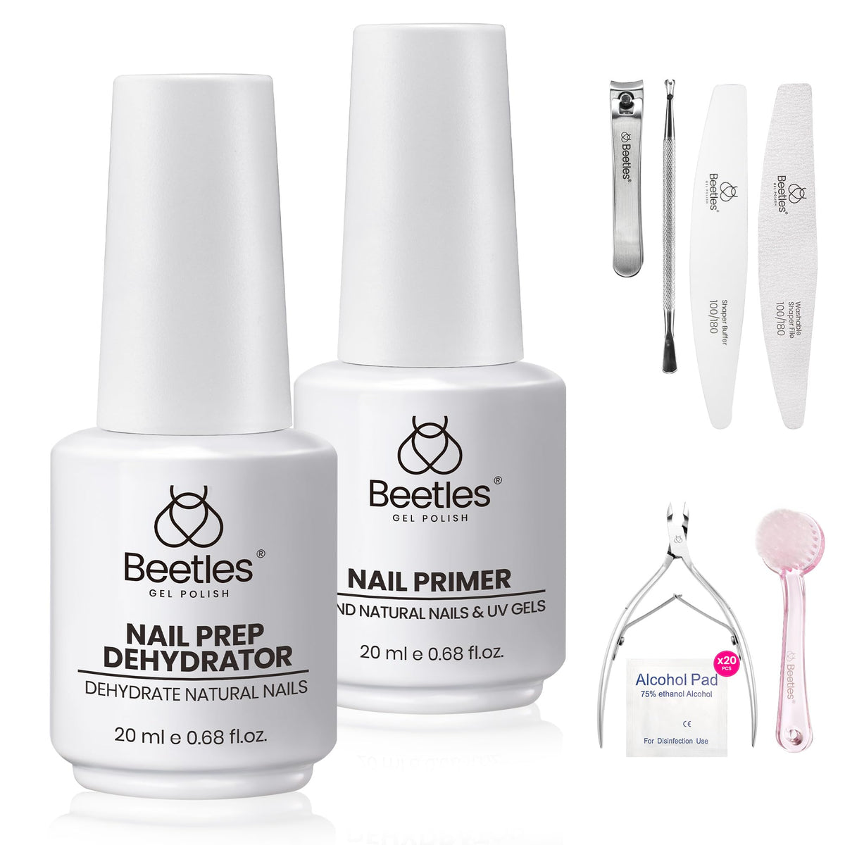 beetles Gel Polish bottles and tools next to ruler showing large capacity