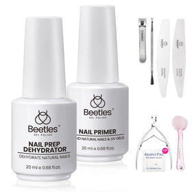 beetles Gel Polish bottles and tools next to ruler showing large capacity