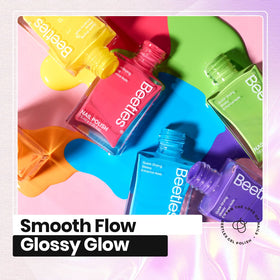 Beetles Gel Polish next to a ruler showing compact bottle size for travel-friendly nail sets