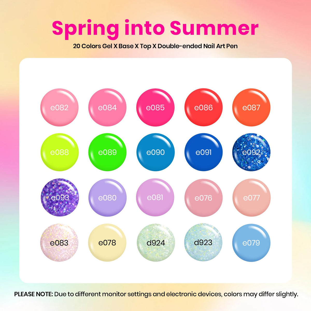 Beetles swatch fan with 20 summer shades for easy color choice